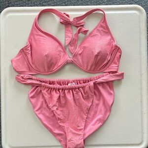 No Boundaries Shimmering Pink Swim Bikini XXL